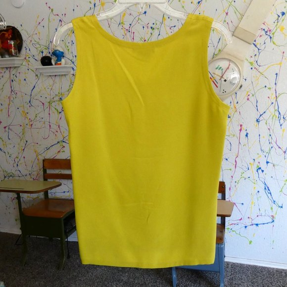 3 for $50💚 Due Per Due Yellow 100% Silk Sleeveless Top Size 8 - Picture 2 of 3